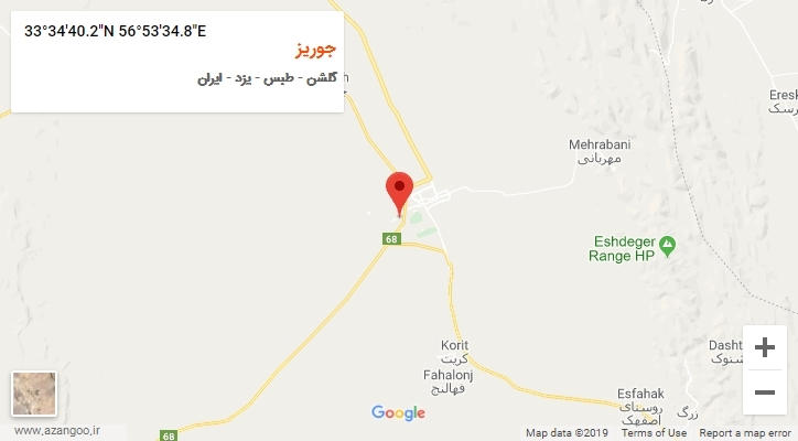 روستای جوریز بر روی نقشه