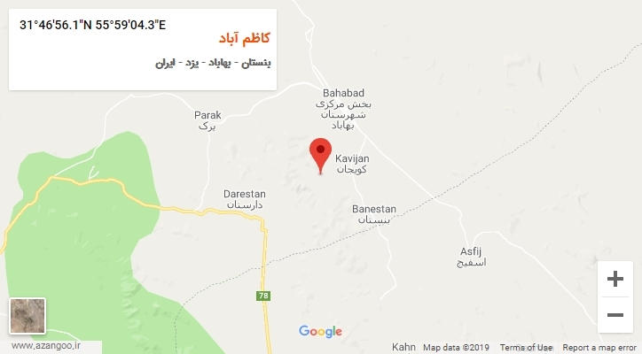روستای کاظم آباد بر روی نقشه