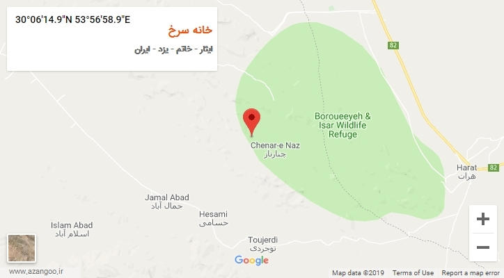 روستای خانه سرخ بر روی نقشه