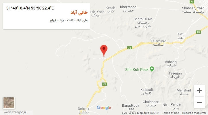 روستای خانی آباد بر روی نقشه