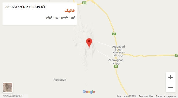 روستای خانیک بر روی نقشه