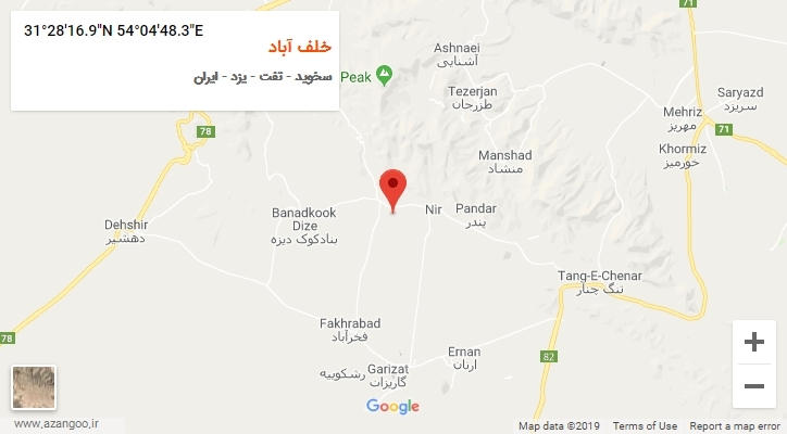 روستای خلف آباد بر روی نقشه