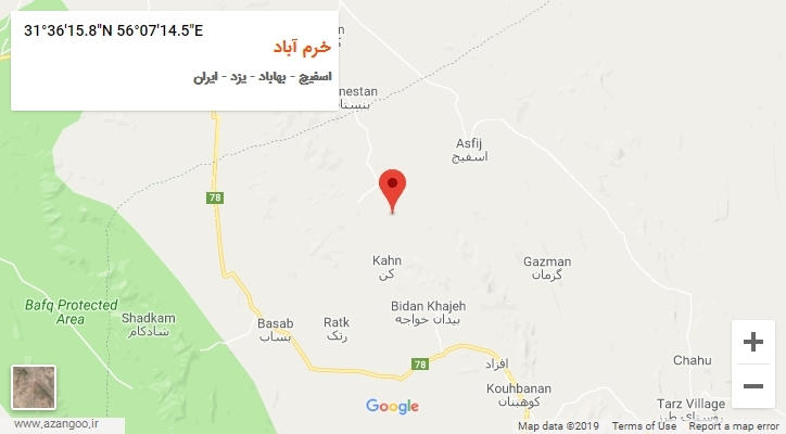 روستای خرم آباد بر روی نقشه