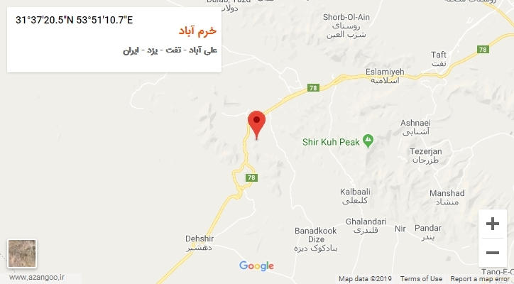 روستای خرم آباد بر روی نقشه