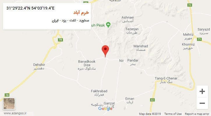 روستای خرم آباد بر روی نقشه
