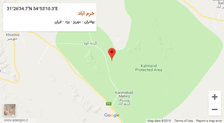 روستای خرم آباد بر روی نقشه