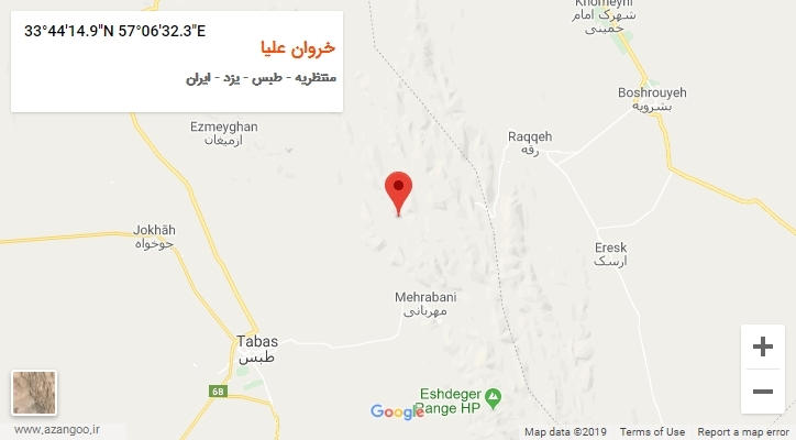 روستای خروان علیا بر روی نقشه