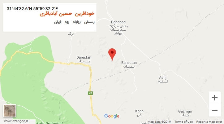 روستای خودافرین  حسین آبادباقری بر روی نقشه