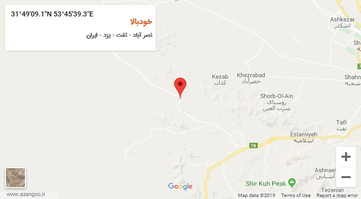 روستای خودبالا بر روی نقشه
