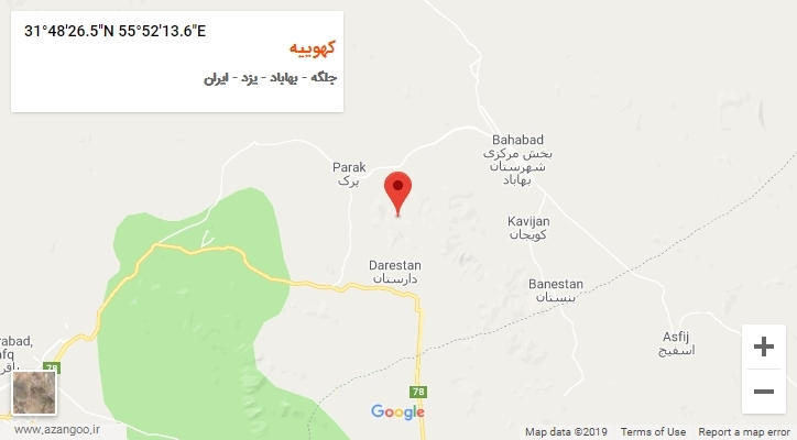 روستای کهوییه بر روی نقشه