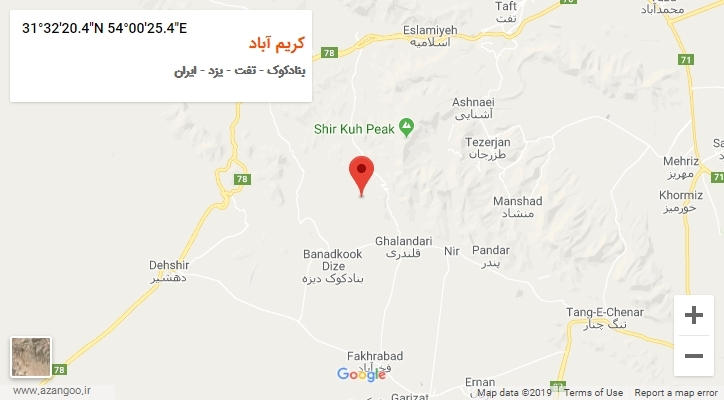 روستای کریم آباد بر روی نقشه