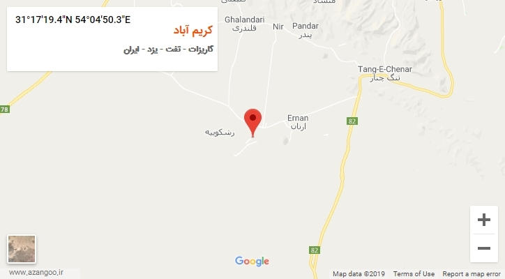 روستای کریم آباد بر روی نقشه