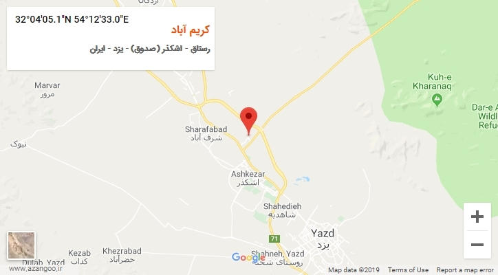 روستای کریم آباد بر روی نقشه