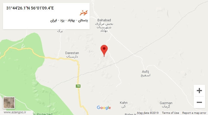 روستای کوثر بر روی نقشه