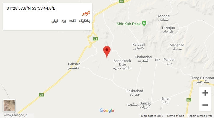 روستای کویر بر روی نقشه