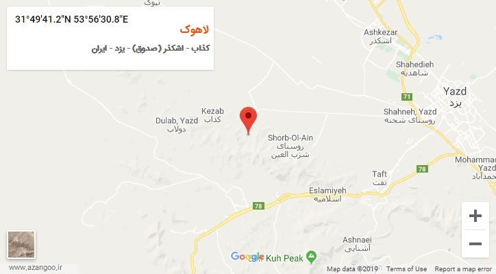 روستای لاهوک بر روی نقشه