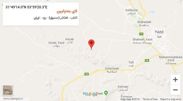 روستای لای بندپایین بر روی نقشه
