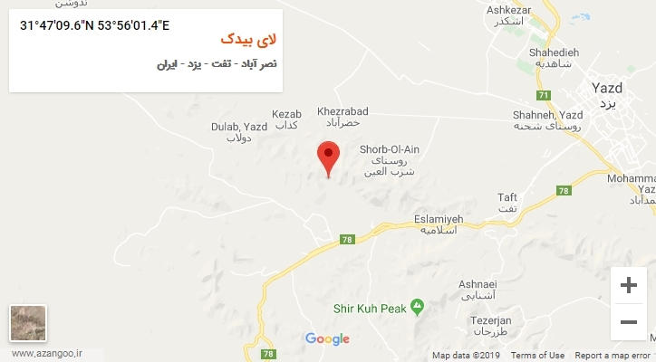 روستای لای بیدک بر روی نقشه