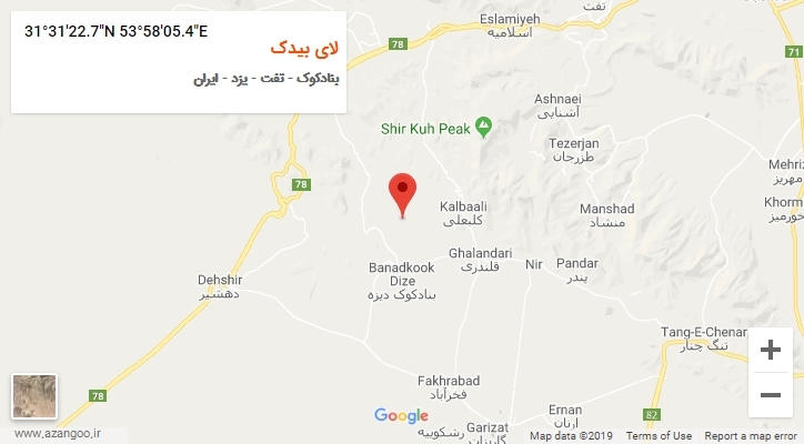 روستای لای بیدک بر روی نقشه