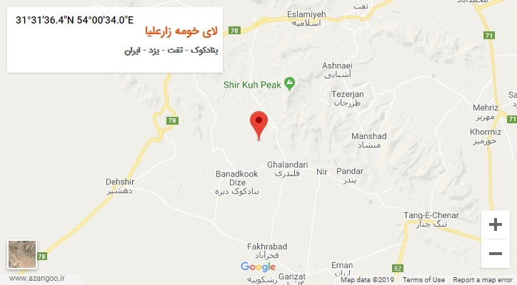 روستای لای خومه زارعلیا بر روی نقشه