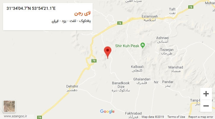 روستای لای رجن بر روی نقشه