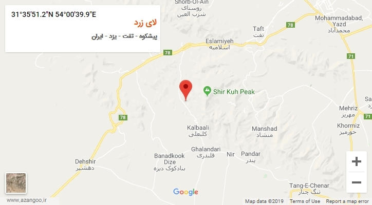 روستای لای زرد بر روی نقشه