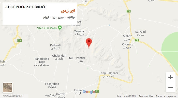 روستای لای زردی بر روی نقشه