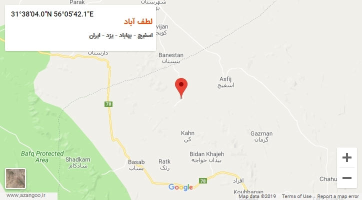 روستای لطف آباد بر روی نقشه