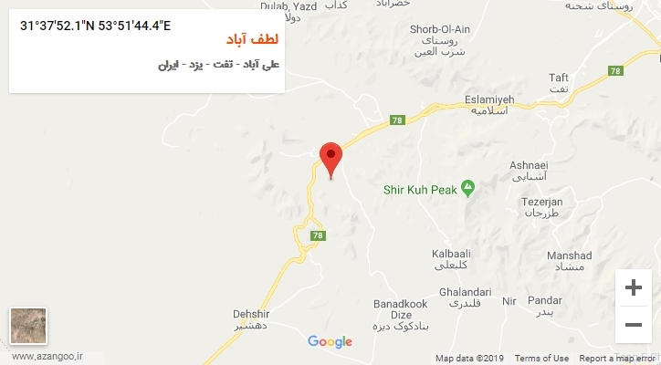 روستای لطف آباد بر روی نقشه