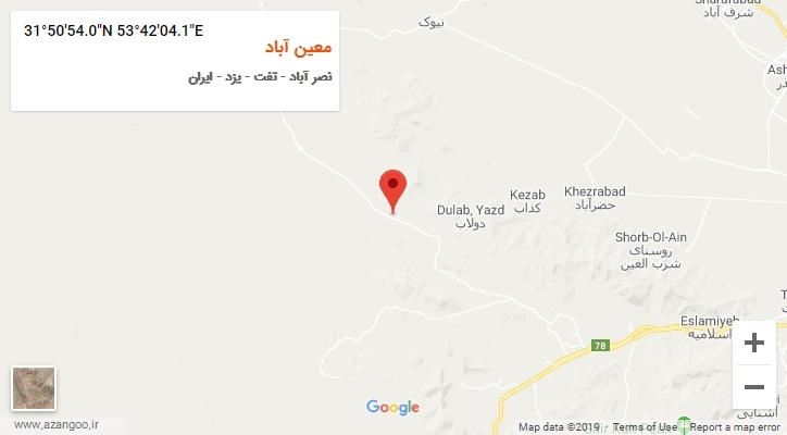 روستای معین آباد بر روی نقشه