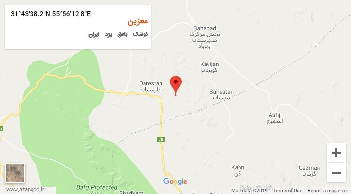 روستای معزین بر روی نقشه