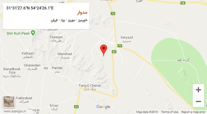 روستای مدوار بر روی نقشه