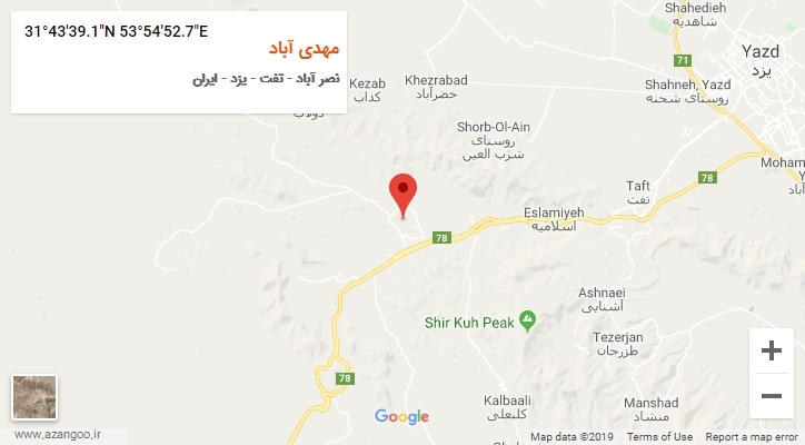 روستای مهدی آباد بر روی نقشه