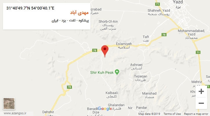 روستای مهدی آباد بر روی نقشه
