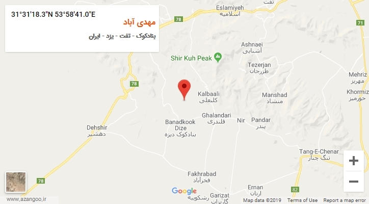 روستای مهدی آباد بر روی نقشه