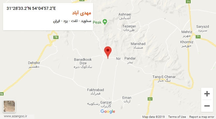 روستای مهدی آباد بر روی نقشه