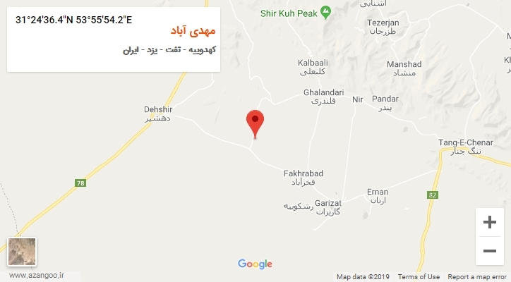 روستای مهدی آباد بر روی نقشه