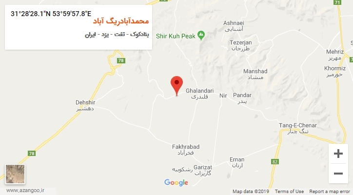 روستای محمدآبادریگ آباد بر روی نقشه