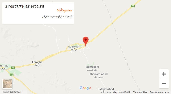 روستای محمودآباد بر روی نقشه