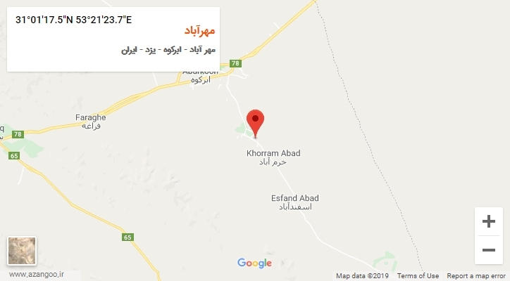 روستای مهرآباد بر روی نقشه