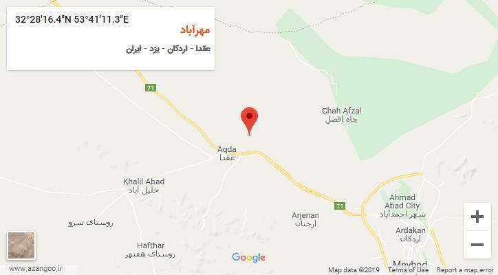 روستای مهرآباد بر روی نقشه