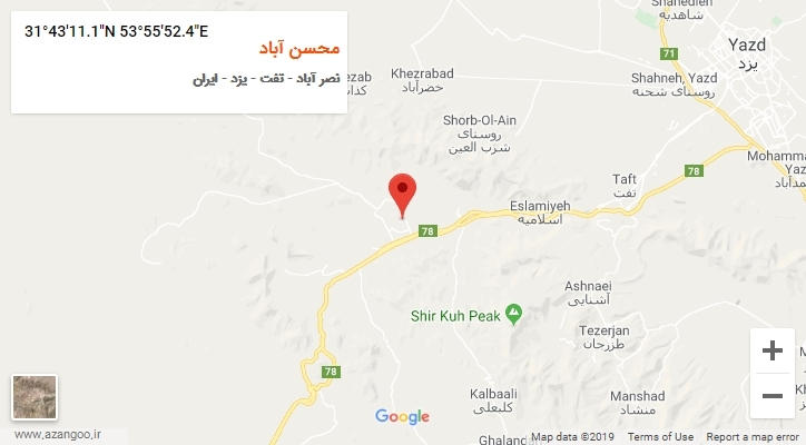 روستای محسن آباد بر روی نقشه