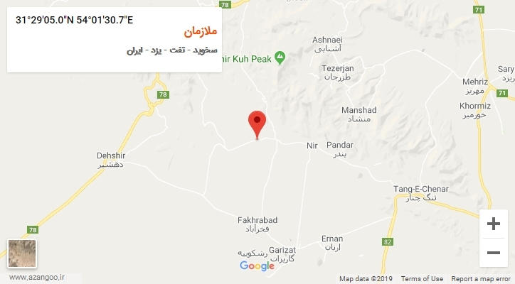 روستای ملازمان بر روی نقشه