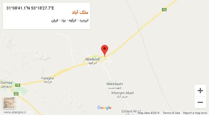 روستای ملک آباد بر روی نقشه