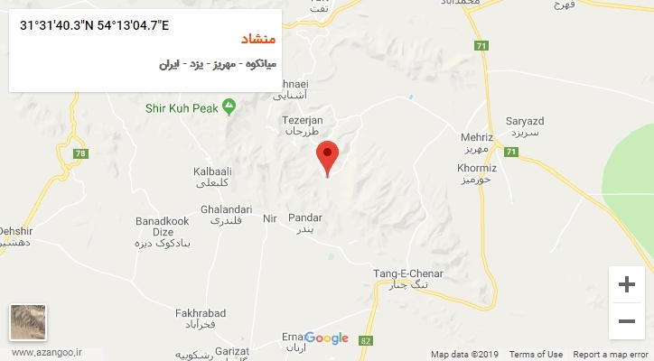 روستای منشاد بر روی نقشه