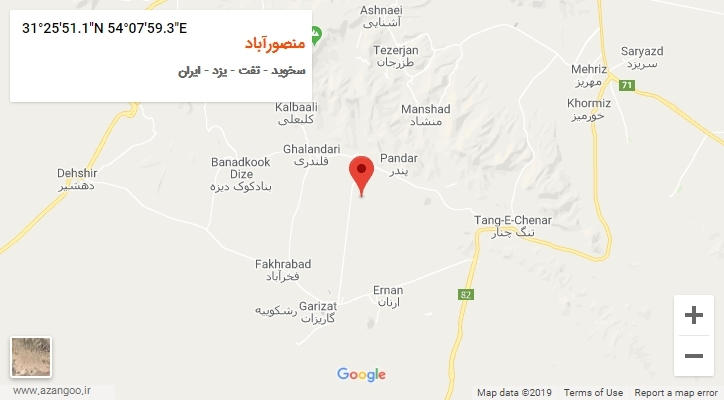 روستای منصورآباد بر روی نقشه