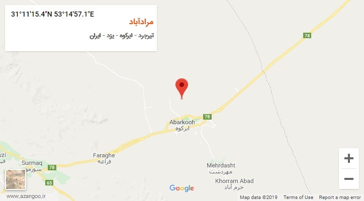 روستای مرادآباد بر روی نقشه