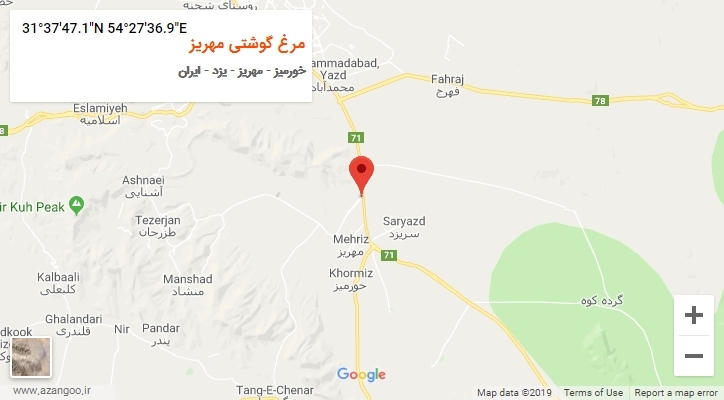 روستای مرغ گوشتی مهریز بر روی نقشه
