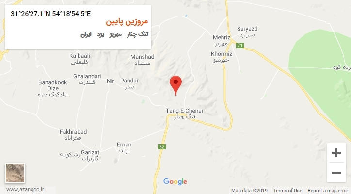 روستای مروزین پایین بر روی نقشه