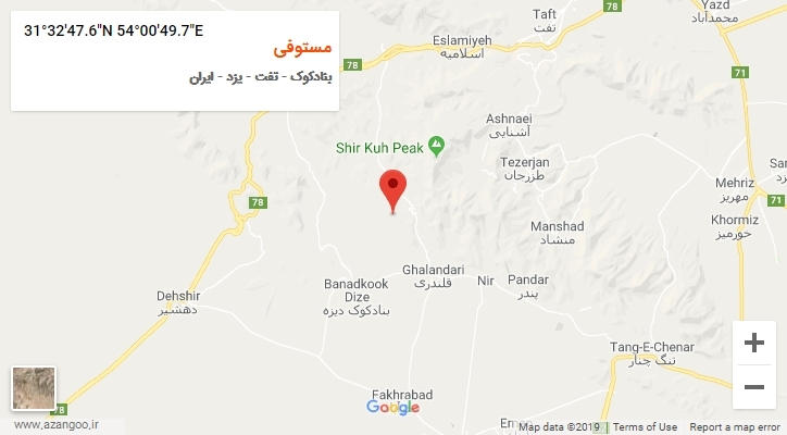 روستای مستوفی بر روی نقشه